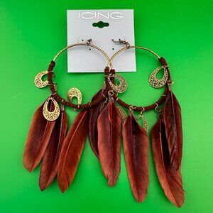 ICING BOHEMIAN - STYLE FEATHER DROP EARRINGS